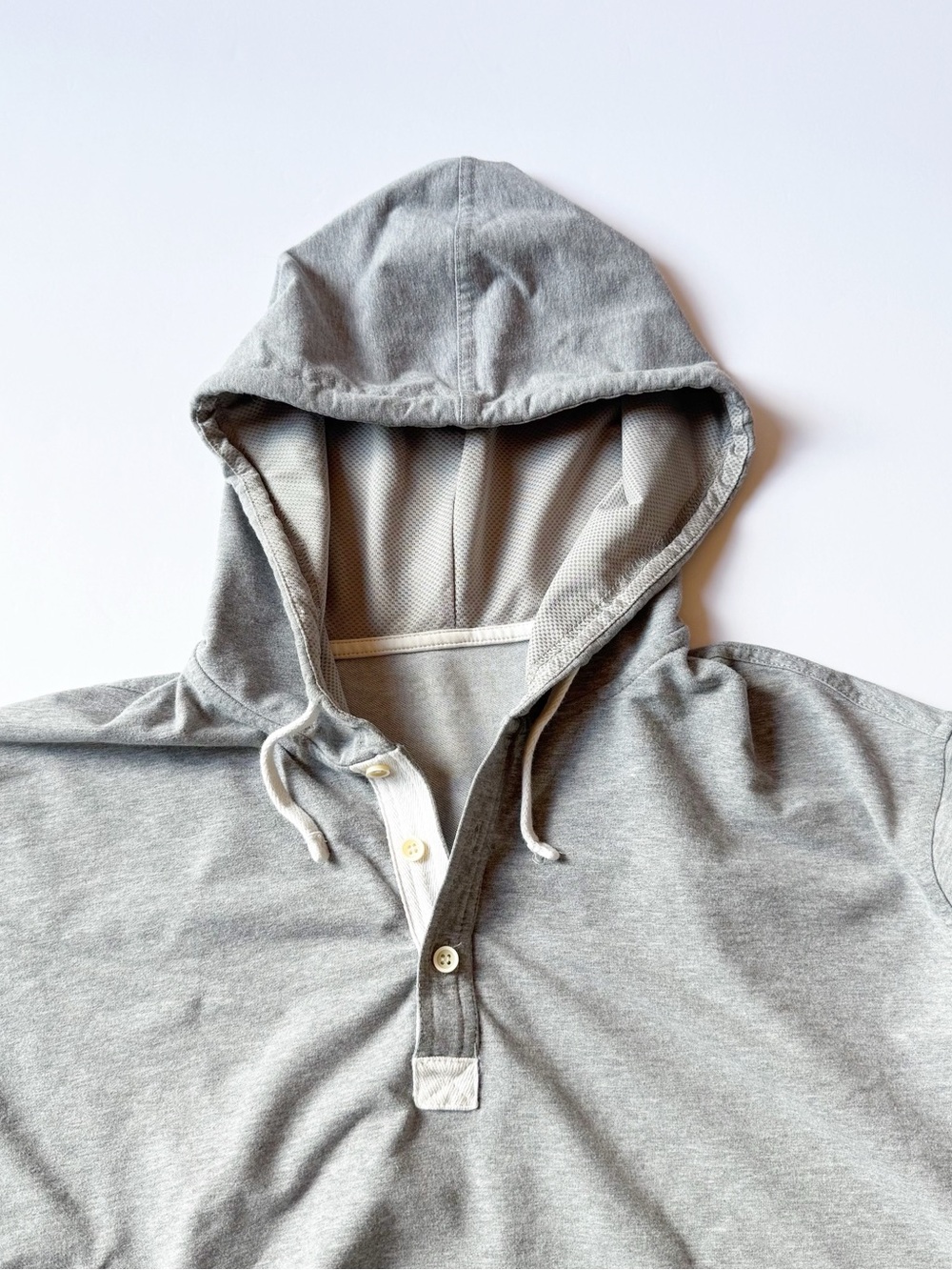 BYLT Basics Drop-Cut: LUX Hooded Henley Heather Grey XL